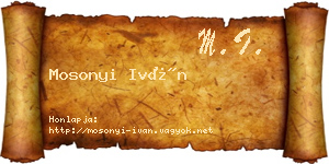 Mosonyi Iván névjegykártya
